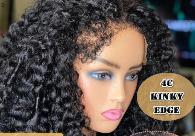 Curly Baby Hair Edges 13X6 HD Lace Frontal Wigs 10A Human Hair Pre Plucked