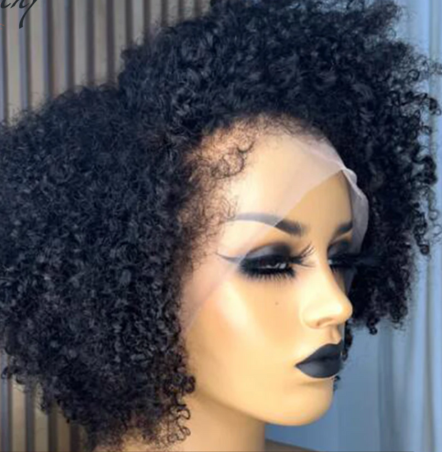 13X4 30" Realistic 4C Edges Afro Kinky Curly 360 Lace Frontal Human Hair Glueless HD Lace Wig 