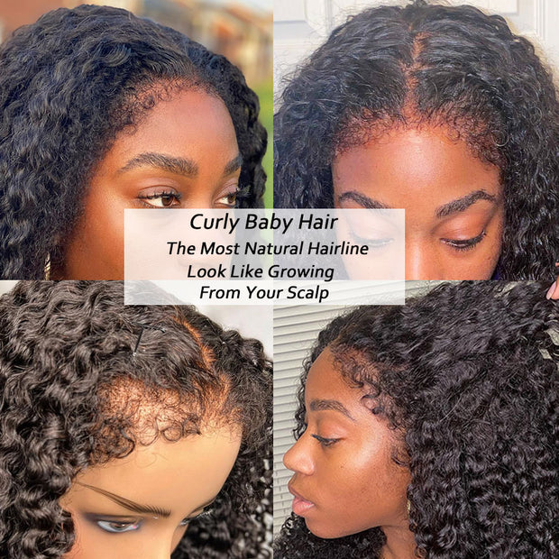 Curly Baby Hair Wig 13X6 HD Transparent Lace Front Wig Natural Hairline Lace Frontal Human Hair Wig Pre Plucked Glueless Wigs