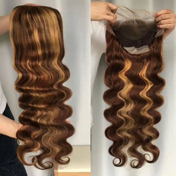 360 Full Lace Wig Ombre Highlight Body Wave 13X4 Lace Front Human Hair Wigs Remy Hair 180% 360 Full Lace Wig for Black Women