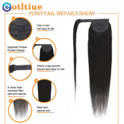 Wrap Around Long Straight Malaysian Human Hair Natural Color Hairpiece