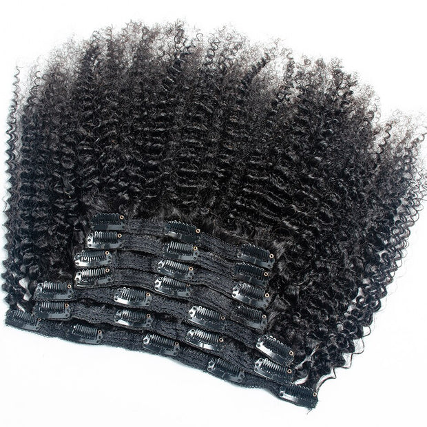 Afro Kinky Curly Clip In Human Hair Brazilian Remy Hair Natural Color 7Pcs/Set