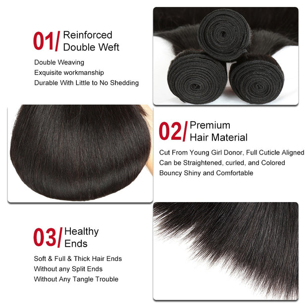 Peruvian Straight Remy Hair Bundles  8 To 30 Inches 100% Real Human Hair