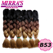 24inch Jumbo Braids Synthetic Hair For Box Braid Ombre Braiding Hair Extensions Three Tone Black Brown Blue Pink Mirra’s Mirror