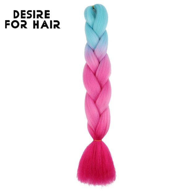 24" to 60cm Synthetic Braiding Hair Two Three 4 Ombre Colors