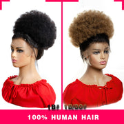 10inch Afro Puff Hair Bun Drawstring Ponytail Human Hair Clip