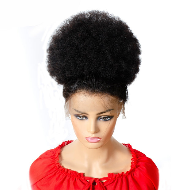 10inch Afro Puff Hair Bun Drawstring Ponytail Human Hair Clip