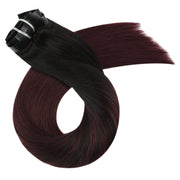 PU Clip in Human Hair Extensions 14-22 inch Remy Brazilian 7PC 100G