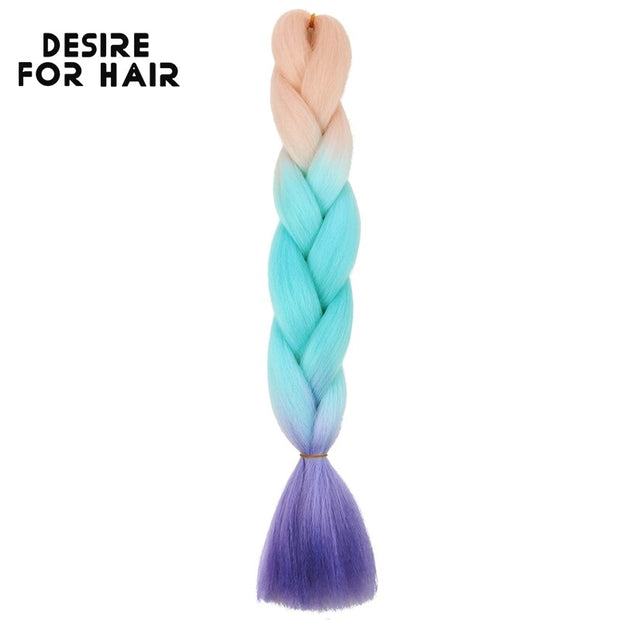 24" to 60cm Synthetic Braiding Hair Two Three 4 Ombre Colors