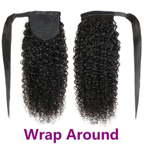 Racily Hair Afro Kinky Curly Ponytail Human Hair Remy Brazilian Wrap Around Ponytail Drawstring Ponytail Clip In Hair Extensions