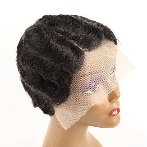 Brazilian Body Wave Short Bob Pixie Cut Wig 13x1 Transparent T Part Lace Human Hair Wigs Preplucked