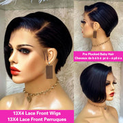 Pixie Cut Wig Transparent Lace Front Human Hair Brazilian Pre Plucked Wigs