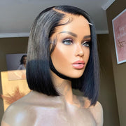 Pre Plucked Brazilian Human Hair Side Part Bob Wig T Part Lace