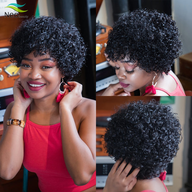Pixie Cut Jerry Curly Short Afro Human Hair Wig