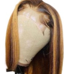 13x4 Highlight Human Hair Bob Straight Wigs Brazilian Remy