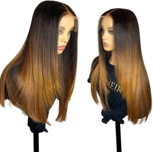 30” 360 HD/Transparent Ombre Straight Lace Front Wig Full Lace Frontal Human Hair Wigs