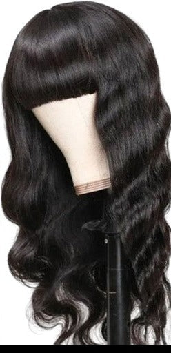30 32 Inch Long Hair Body Wave Human Hair Wig With Bangs 150% Density Full Machine Made Wig Remy Raw Indian Hair Wig