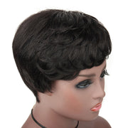 Brazilian 6 Inch Brazilian Human Hair Wigs With Bangs Machine-made 100% Remy Human Hair