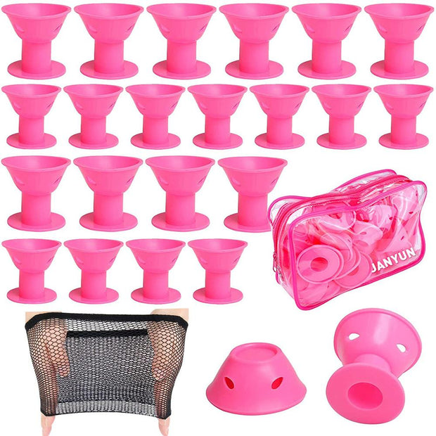 40 Pcs Pink Magic Hair Rollers, 20 Large & 20 Small pieces