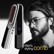 Wireless Mini Hair Comb Men&#39;s Quick Beard Brush Straightener Portable Electric USB Charging Combs For Men Beard