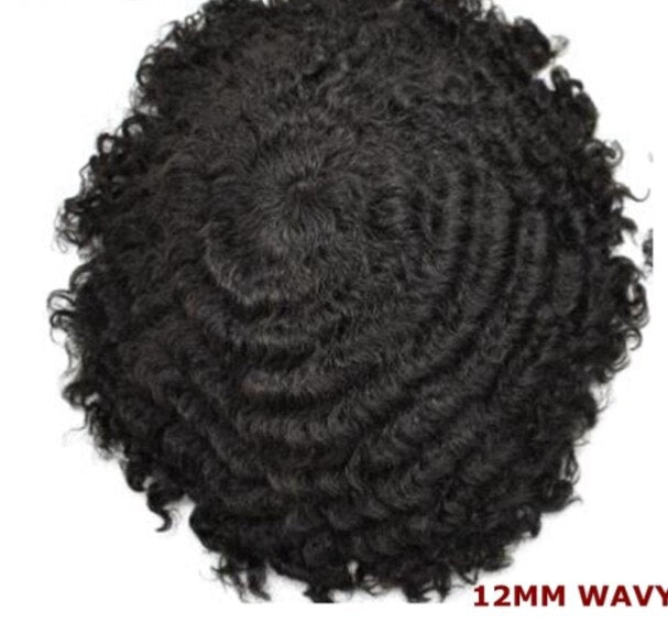 African Afro Wavy Human Hair French Lace Thin Skin Hair Piece