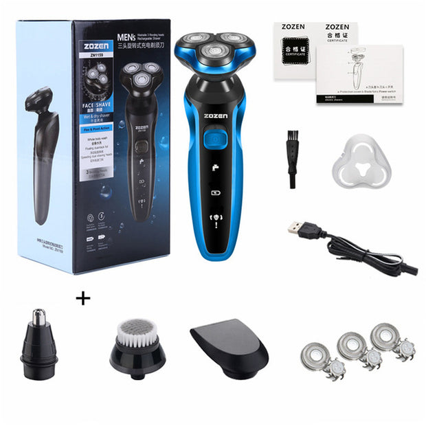 Rechargeable Electric Razor Dual Use Wet or Dry, Waterproof, Fast Charging