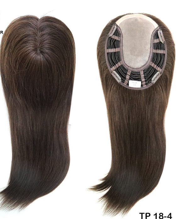 Jewish Straight Human Hair Women Topper Clip in 120% Density Hair Piece