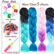 Multi color Rainbow Braiding Hair Pink Purple Blue Ombre Synthetic Jumbo Braid