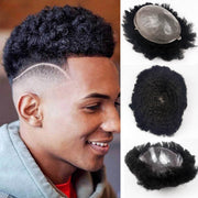 100% Human Hair Toupee Brazilian Remy Full Skin 10x8Inch Afro Curly Toupee