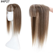 100% Human Hair Toppers 10x12cm, 2.5x9cm Silk Base Natural Hair With Bangs
