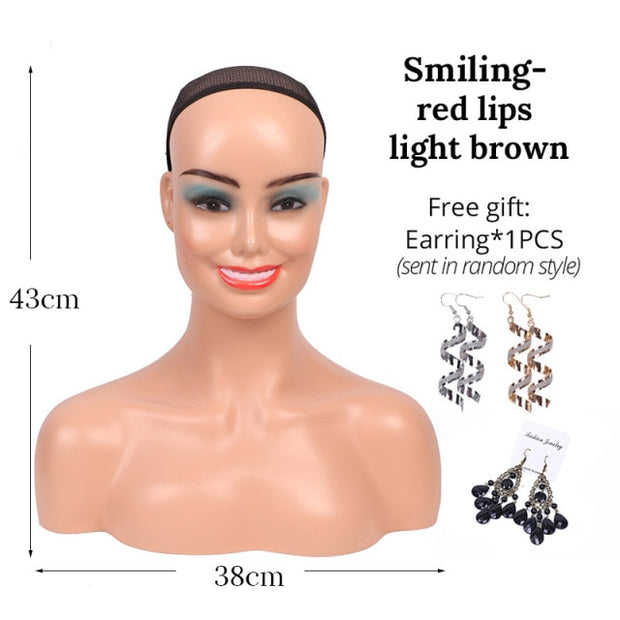Realistic Female Mannequin Head With Shoulder Manikin Head For Wig