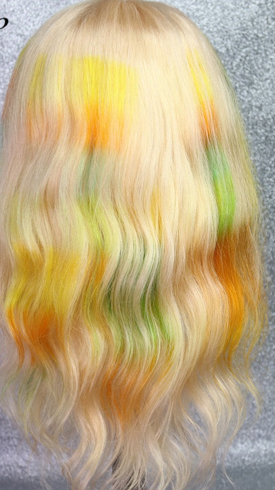 Rainbow Color Lace Front Pre Plucked Swiss Lace Brazilian Virgin Human Hair Wigs