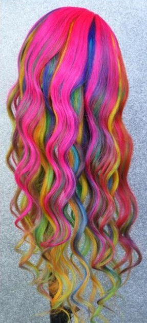 Yellow Rainbow Colored Human Hair Transparent Lace Frontal Wigs Body Wave