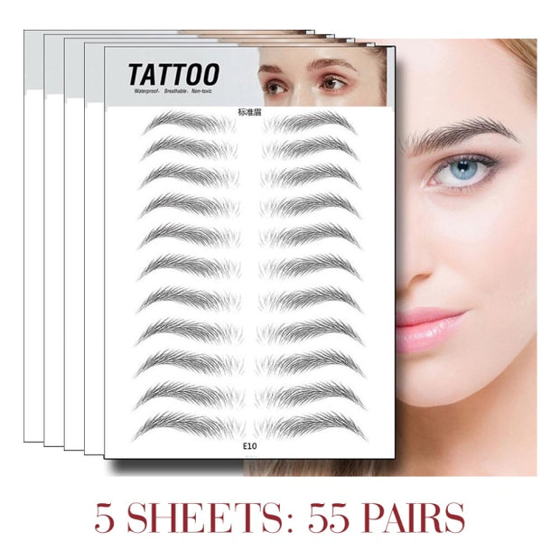 5 pairs 4D Eyebrows, Long Lasting Hair Like Eyebrow Tattoo Sticker Waterproof
