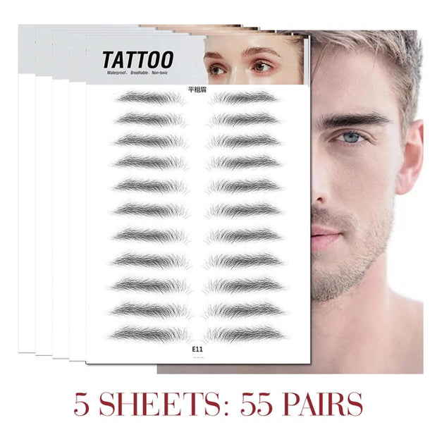 5 pairs 4D Eyebrows, Long Lasting Hair Like Eyebrow Tattoo Sticker Waterproof