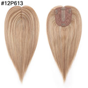 Jewish Hair Toppers 10x12cm Straight 2.5x9cm Silk Base Clip In Human Hair Extensions