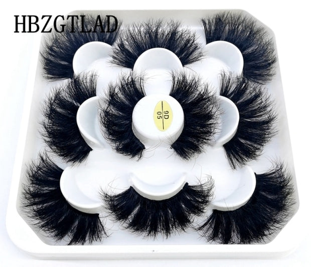 5 Pairs 3d Mink Dramatic Thick Long Wispy Natural Mink False lashes