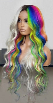 180% Rainbow Glueless Platinum Lace Front Human Hair Wigs with Baby Hair Transparent Lace