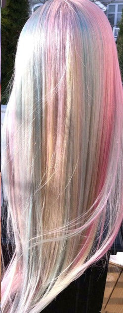 Rainbow Pre Plucked Straight Glue-less Transparent Lace Front Wig With Baby Hair