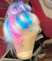 Purple Blue Rainbow Straight Transparent Full Lace & Lace Front Wig with Baby Hair Pre Plucked