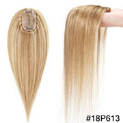 6x9cm Natural Hair Piece Mono Silk Base Human Hair  Blonde Brown Invisable Hair Clip