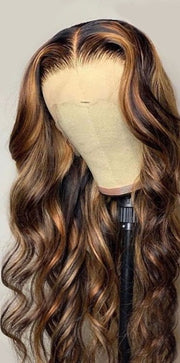 Brown Ombre Lace Front Human Hair Wig 180 Density