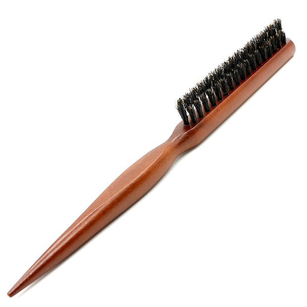 Pure Boar Bristle Hair Dress Comb Fluffy Wood Handle Hair Brush