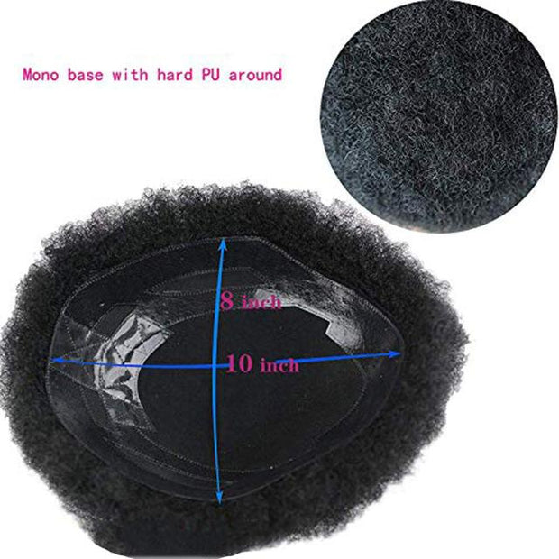 Afro Curly Hair Toupee for Men Natural Human Hair Full Lace Toupee 8*10 1B# Color