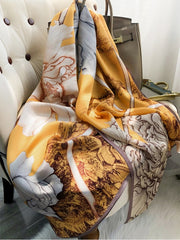 Silk Winter Scarf Luxury Design Print Lady Beach Shawl Scarves Fashion Smooth Foulard Female Hijab