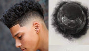 Natural looking Afro Curly Toupee For Black Men Lace+Poly Base Human Hair
