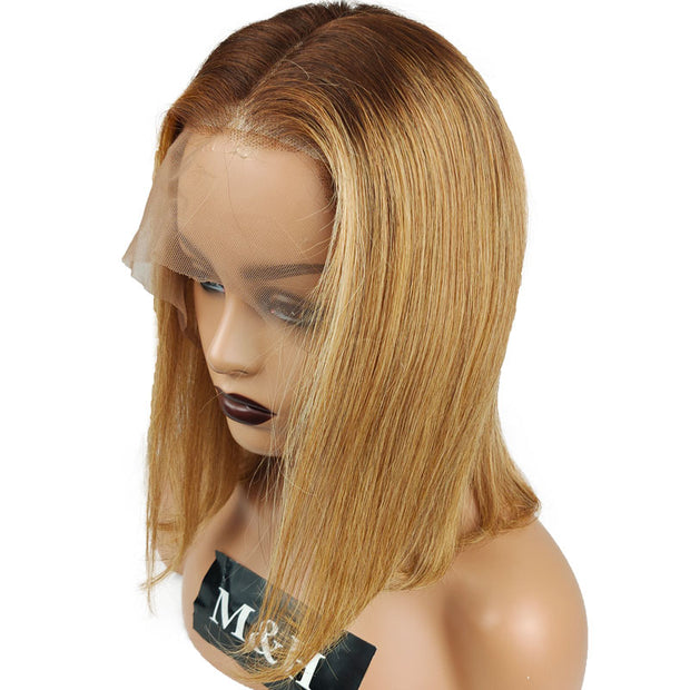 4 27 613 Ombre Blonde Lace Front Wig Human Hair Raw Indian Straight Hair Wig 130% Density