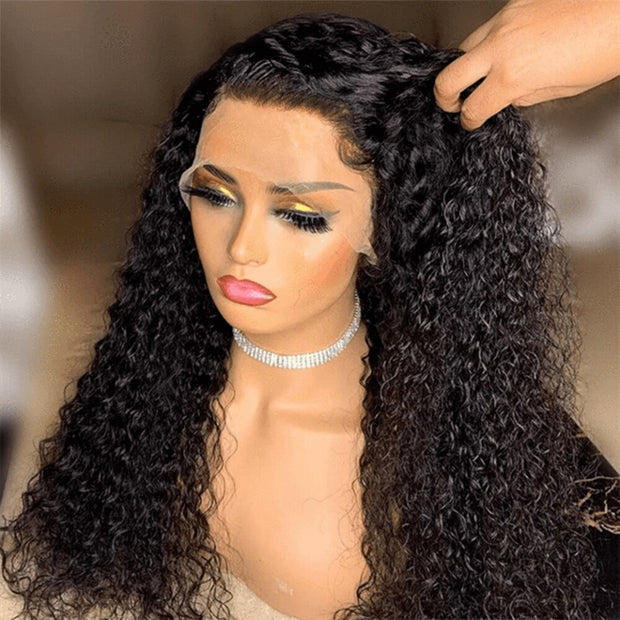 Raw Indian Hair Transparent Lace Front Afro Kinky Curly 13x4 Lace Front Closure Human Hair Wig