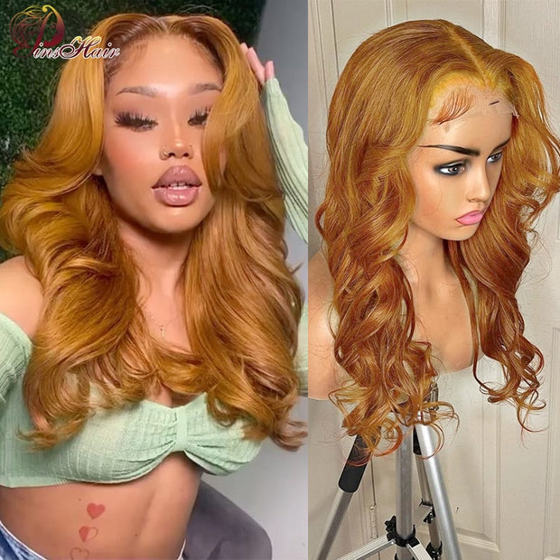 Ginger Body Wave Transparent Lace Front Brazilian Human Hair Wig