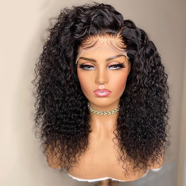 13x6 Deep Curly/Deep Wave Lace Front Human Hair Wigs. Short Bob 180 Density Wigs